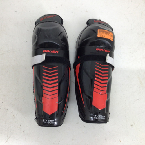 Vist Large View of Product Image Which is Used Bauer LIL SPORT JR 11 IN SHIN GUARDS Junior Shin Guards Black 11"
