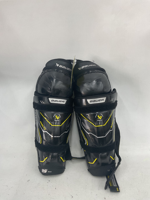 Vist Large View of Product Image Which is Used Bauer SUPREME Youth Shin Guards Black 10"
