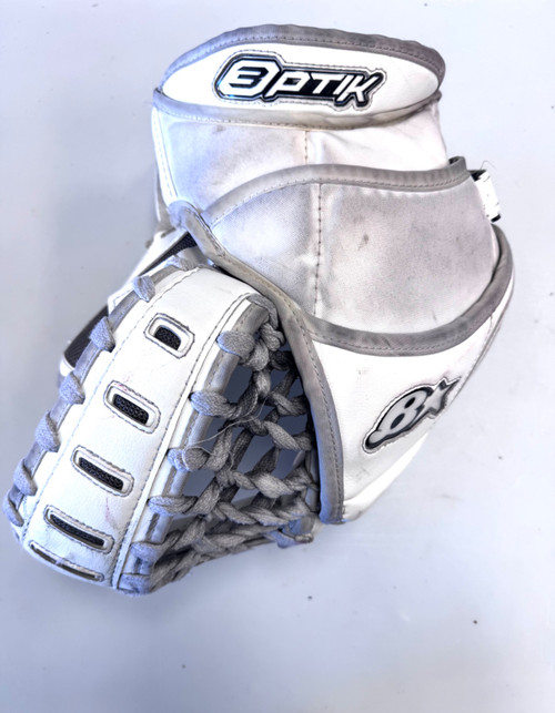 Vist Large View of Product Image Which is Used Brians OPTIK 3 Senior Goalie Catcher White