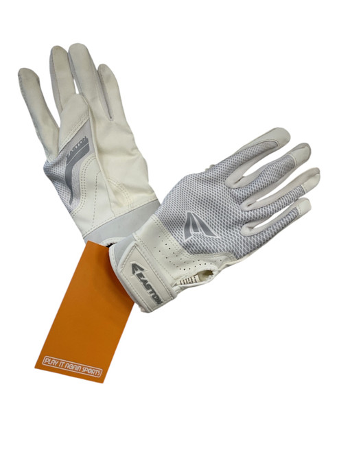 Vist Large View of Product Image Which is Used Easton BB/SB Batting Gloves White LG
