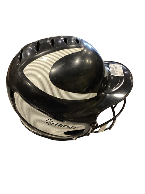 Vist Large View of Product Image Which is Used RIP-IT BLACK AND WHITE WITH MASK Batting Helmet w/Mask Black M/L
