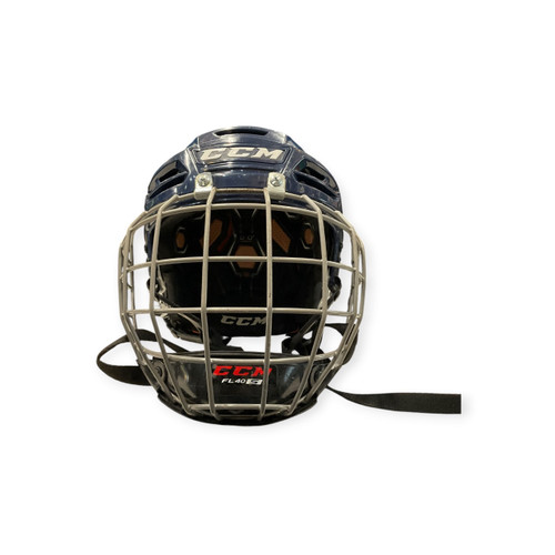 Vist Large View of Product Image Which is Used CCM TACKS 710 SM NAVY Helmet Cage Combo Navy Blue SM
