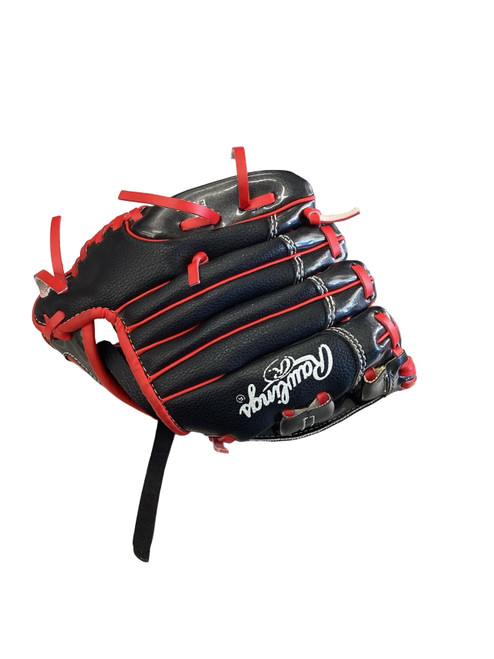 Vist Large View of Product Image Which is Used Rawlings PLAYER SERIES BB/SB Glove T-ball Navy Blue And Red 9"
