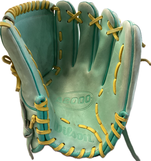 Vist Large View of Product Image Which is Used Wilson A2000 B23 BB/SB Glove RH Throw Teal 12"