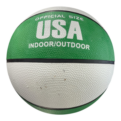 Vist Large View of Product Image Which is Used USA Official Size Rubber Basketball Green/White, front view