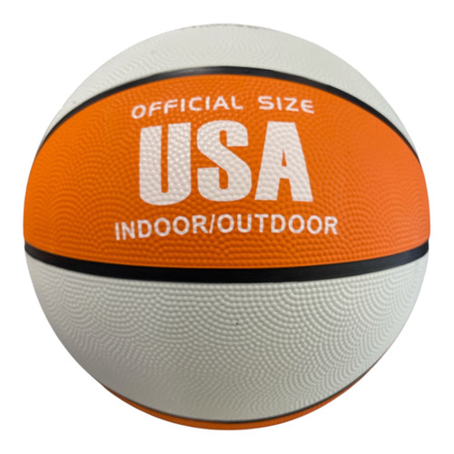 Vist Large View of Product Image Which is Used USA Official Size Rubber Basketball Orange/White, front view