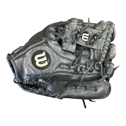 Vist Large View of Product Image Which is Used Wilson A500 BB/SB Glove RH Throw Black 11 1/2"