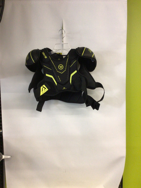 Vist Large View of Product Image Which is Used Warrior ALPHA Lacrosse Shoulder Pads Black XS