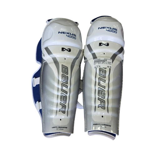 Vist Large View of Product Image Which is Used Bauer NEXUS 4000 INT SHIN GUARDS Intermediate Shin Guards White 13"