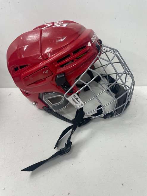 Vist Large View of Product Image Which is Used Bauer RE-AKT 100 YTH Helmet Cage Combo Red XS