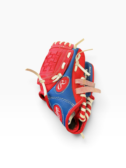 Vist Large View of Product Image Which is Used Rawlings PLAYER SERIES BB/SB Glove RH Throw Red 9"