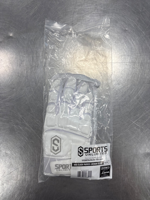 Vist Large View of Product Image Which is Brand New SPORTS UNLIMITED YOUTH PADDED LINEMAN FB Gloves White LG