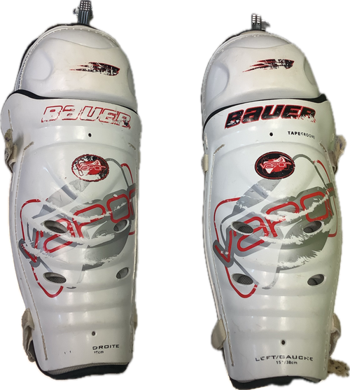 Vist Large View of Product Image Which is Used Bauer VAPOR Senior Shin Guards White 15"