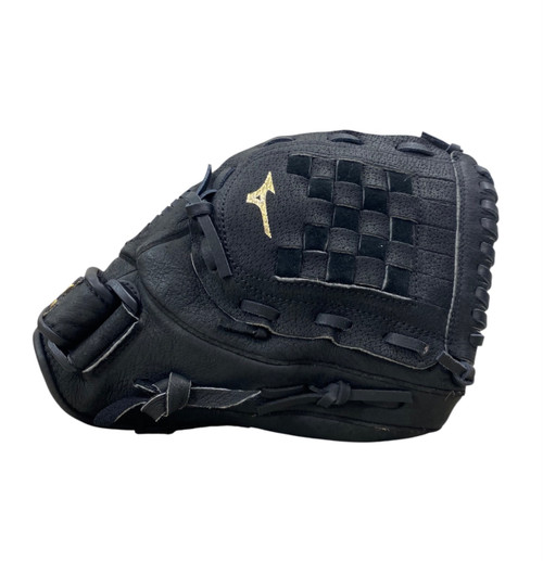 Vist Large View of Product Image Which is Used Mizuno BALLPARK MMX123P BB/SB Glove RH Throw Black 12"