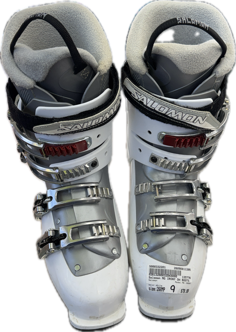 Vist Large View of Product Image Which is Used Salomon MG IRONY Womens DH Ski Boot White 260 MP - M08 - W09