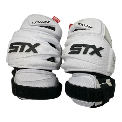 Vist Large View of Product Image Which is Used STX STALLION 900 Lacrosse Arm Pads/Guards White LG