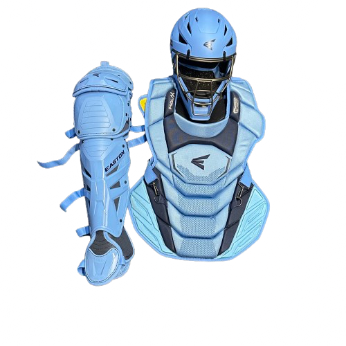 Vist Large View of Product Image Which is Used Easton MAV X Intermediate 12-15 Catchers Equipment Set Navy Blue And Carolina Blue