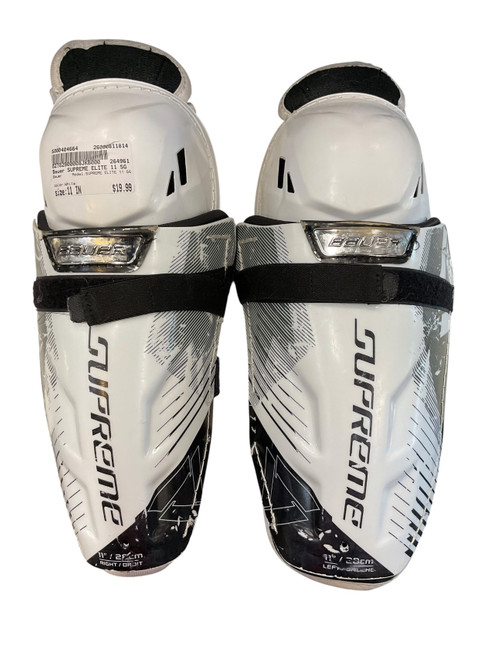 Vist Large View of Product Image Which is Used Bauer SUPREME ELITE 11 SG Junior Shin Guards White 11"