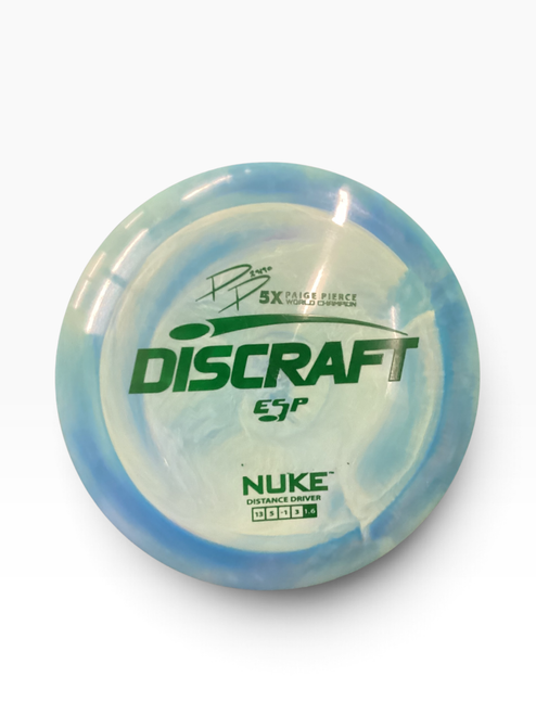 Vist Large View of Product Image Which is Used Discraft ESP NUKE Disc Golf Driver Green