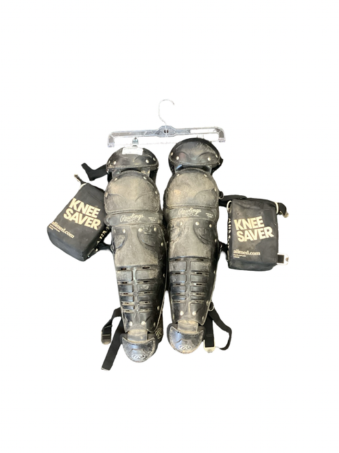 Vist Large View of Product Image Which is Used Rawlings 76DCW Catchers Leg Guards Black Intermed