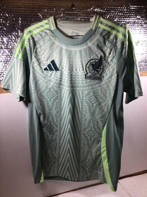 Vist Large View of Product Image Which is Used Adidas MEXICO JERSEY Soccer Top Adt Green And Yellow MD