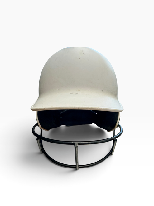 Vist Large View of Product Image Which is Used Mizuno WHITE HELMET W/ MASK Batting Helmet w/Mask White SM