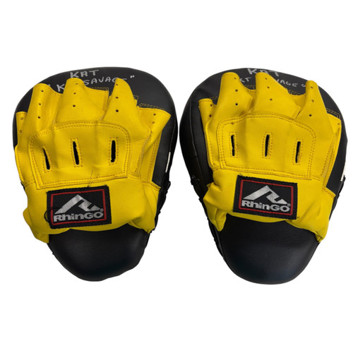 Vist Large View of Product Image Which is Used Rhingo Focus Mitts Boxing Gloves Yellow Senior