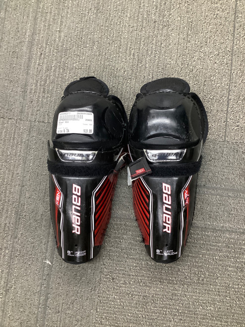 Vist Large View of Product Image Which is Used Bauer NSX Junior Shin Guards Black 8"