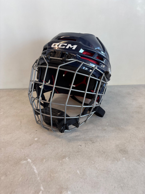 Vist Large View of Product Image Which is Used CCM TACKS 70 YTH Helmet Cage Combo Navy Blue XXS