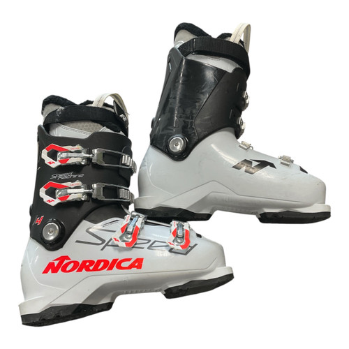 Vist Large View of Product Image Which is Used Nordica SPEED MACHINE J4 Boys DH Ski Boot White 255 MP - M07.5 - W08.5