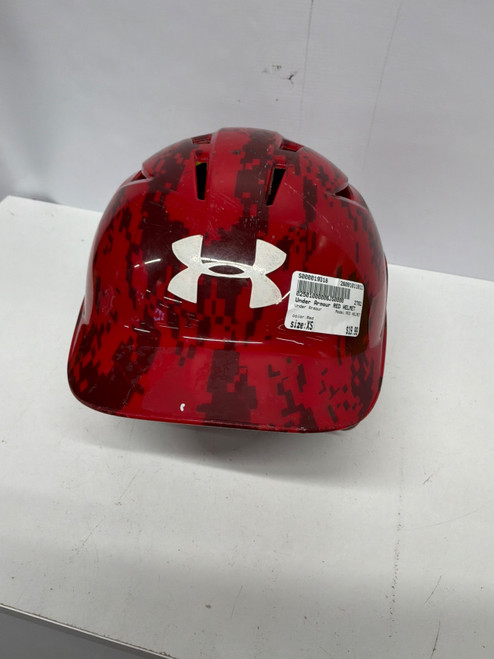 Vist Large View of Product Image Which is Used Under Armour RED HELMET Batting Helmet No Mask Red XS