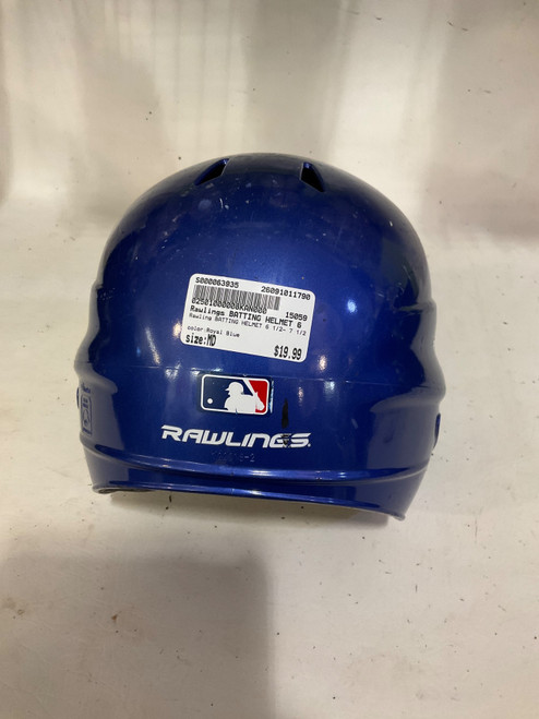 Vist Large View of Product Image Which is Used Rawlings BATTING HELMET 6 1/2- 7 1/2 Batting Helmet No Mask Royal Blue MD