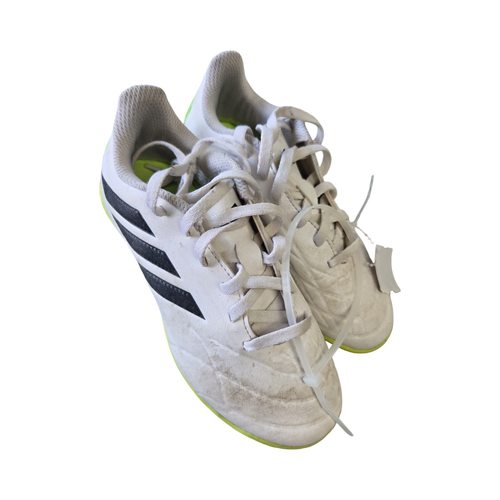 Vist Large View of Product Image Which is Used Adidas Soccer Indoor Shoes White Youth 13.0