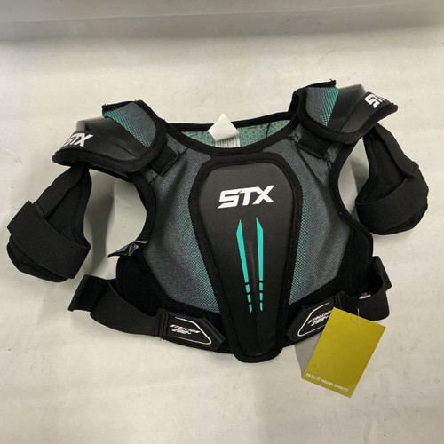 Vist Large View of Product Image Which is Used STX STALLION 200+ Lacrosse Shoulder Pads Turquoise SM