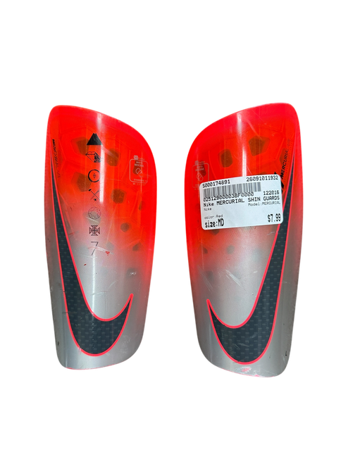 Vist Large View of Product Image Which is Used Nike MERCURIAL Soccer Shin Guards Adult Red MD