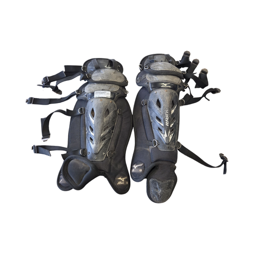 Vist Large View of Product Image Which is Used Mizuno SAMURAI 14.5 YOUTH SHIN GUARDS Catchers Leg Guards Black Youth