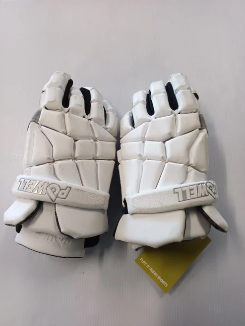 Vist Large View of Product Image Which is Used Powell lacrosse Lacrosse Gloves Mens White 12"