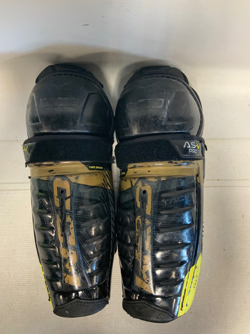 Vist Large View of Product Image Which is Used CCM TACKS ASV PRO Junior Shin Guards Black 12"