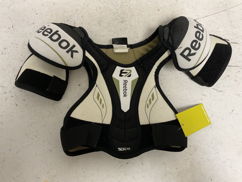 Vist Large View of Product Image Which is Used Reebok CROSBY 87 Junior Shoulder Pads Black And White SM