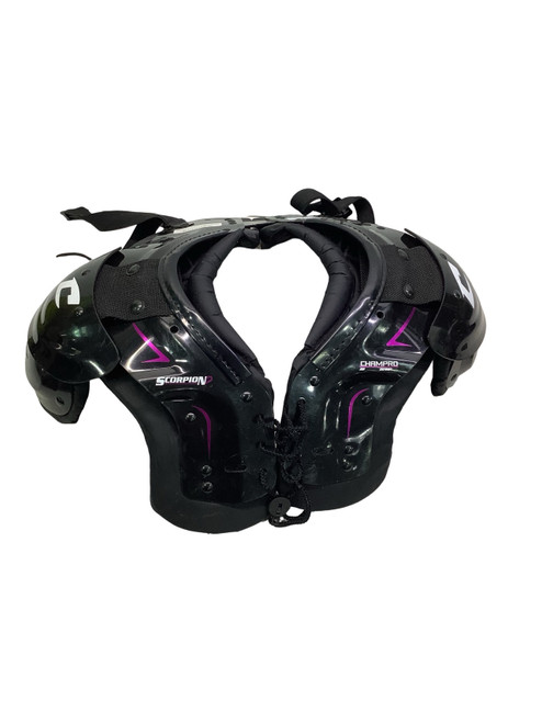 Vist Large View of Product Image Which is Used Champro SCORPION SIZE S SHOULDER PADS FB Shoulder Pads Black SM