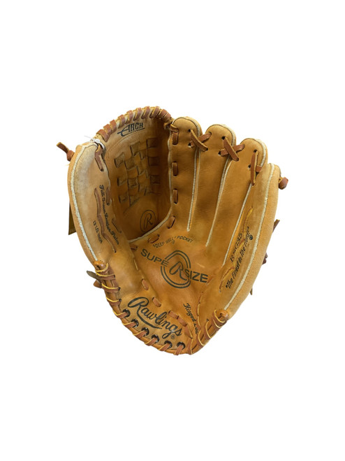 Vist Large View of Product Image Which is Used Rawlings SUPER SIZE BB/SB Glove RH Throw Tan 13 1/2"