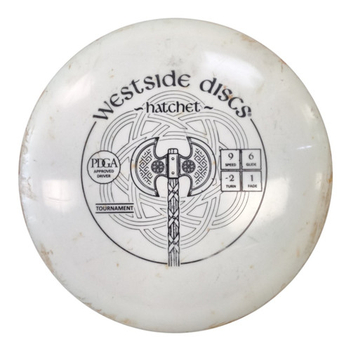 Vist Large View of Product Image Which is Used Westside TOUR HATCHET Disc Golf Driver White 173g