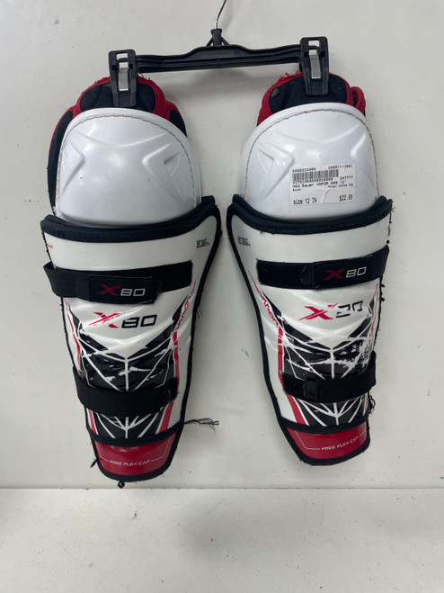 Vist Large View of Product Image Which is Used Bauer VAPOR X80 Junior Shin Guards None 12"