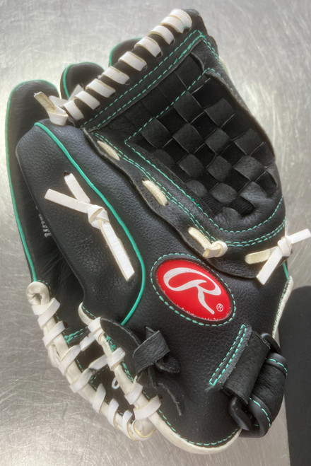 Vist Large View of Product Image Which is Used Rawlings FASTPITCH LH Throw Fastpitch Gloves Black 11 1/2"