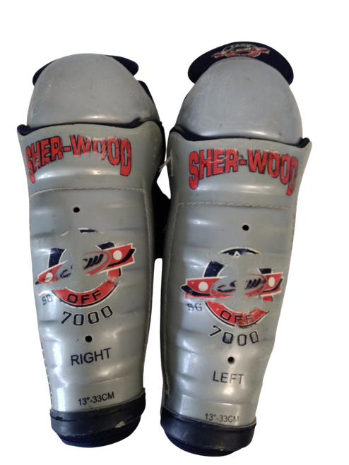 Vist Large View of Product Image Which is Used Sher-wood 7000 Junior Shin Guards Grey 13"