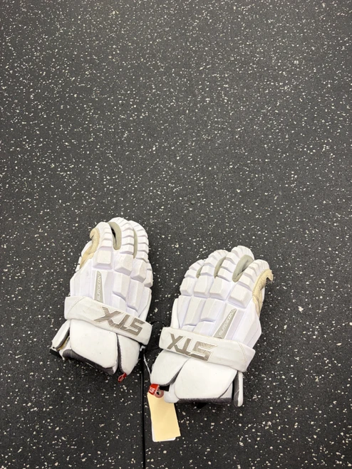 Vist Large View of Product Image Which is Used STX SURGEON Lacrosse Gloves Mens White LG
