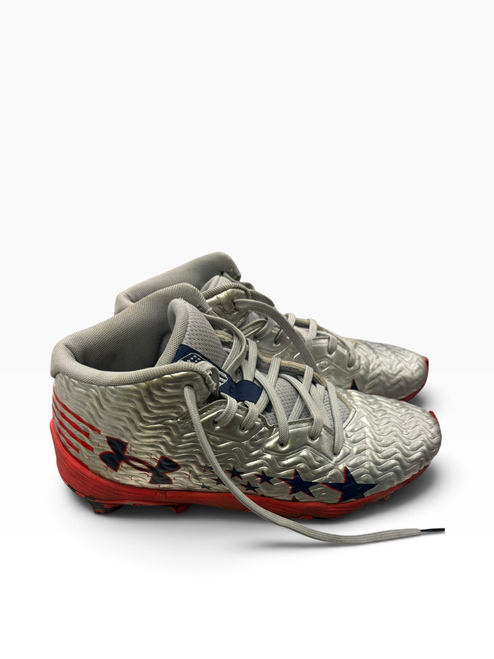 Vist Large View of Product Image Which is Used Under Armour Youth FB Cleats Grey Youth 06.0