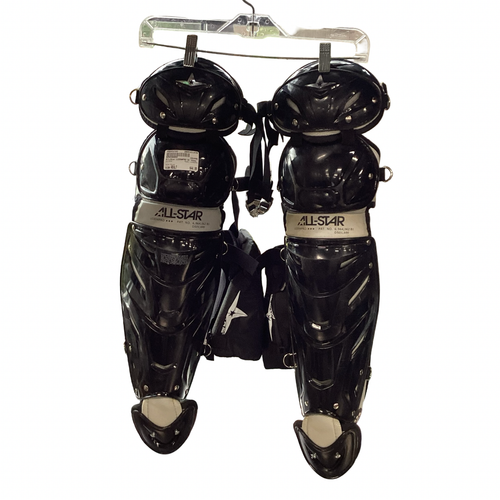 Vist Large View of Product Image Which is Used All-Star LG30WPRO Catchers Leg Guards Black Adult