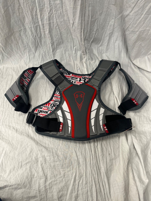 Vist Large View of Product Image Which is Used Under Armour HEAT GEAR Lacrosse Shoulder Pads Grey MD