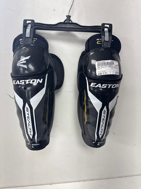 Vist Large View of Product Image Which is Used Easton STEALTH CX Youth Shin Guards Black 8"